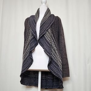 Sioni Oversized Knitted Cardigan Sweater Open Front Size Small Blue Grey Black